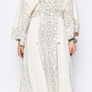 Free People Modern Kimono in Ivory  Cream Dress with Intricate Patterns